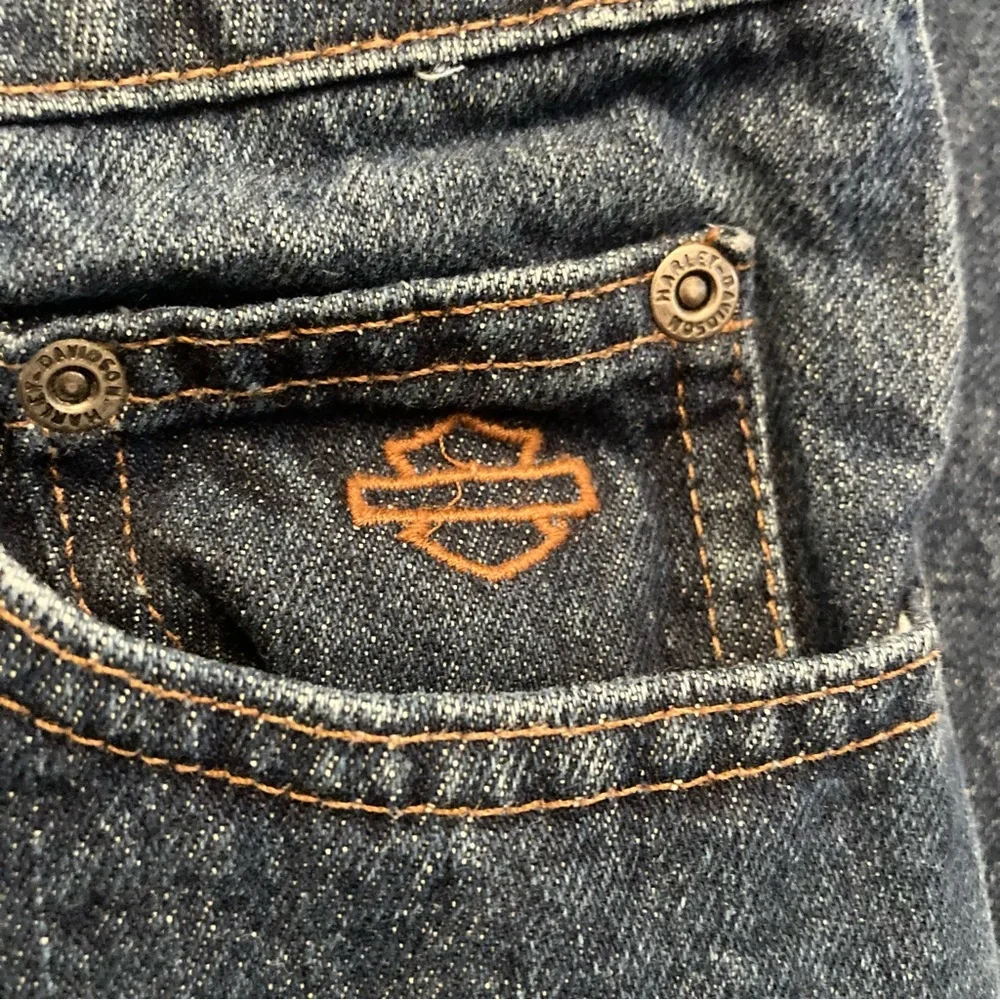 Harley Davidson Genuine MotorClothes Womens 12 Long Straight Leg Denim Jeans - Picture 4 of 11
